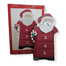 NIB Midwest of Cannon Falls Santa Wood Chest Drawers Jewelry Box 13" H JC Penney