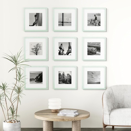 Stylish Set of 9 12x12 Wall-Mounted Picture Frames with Plexiglass Protection - Picture 4 of 10