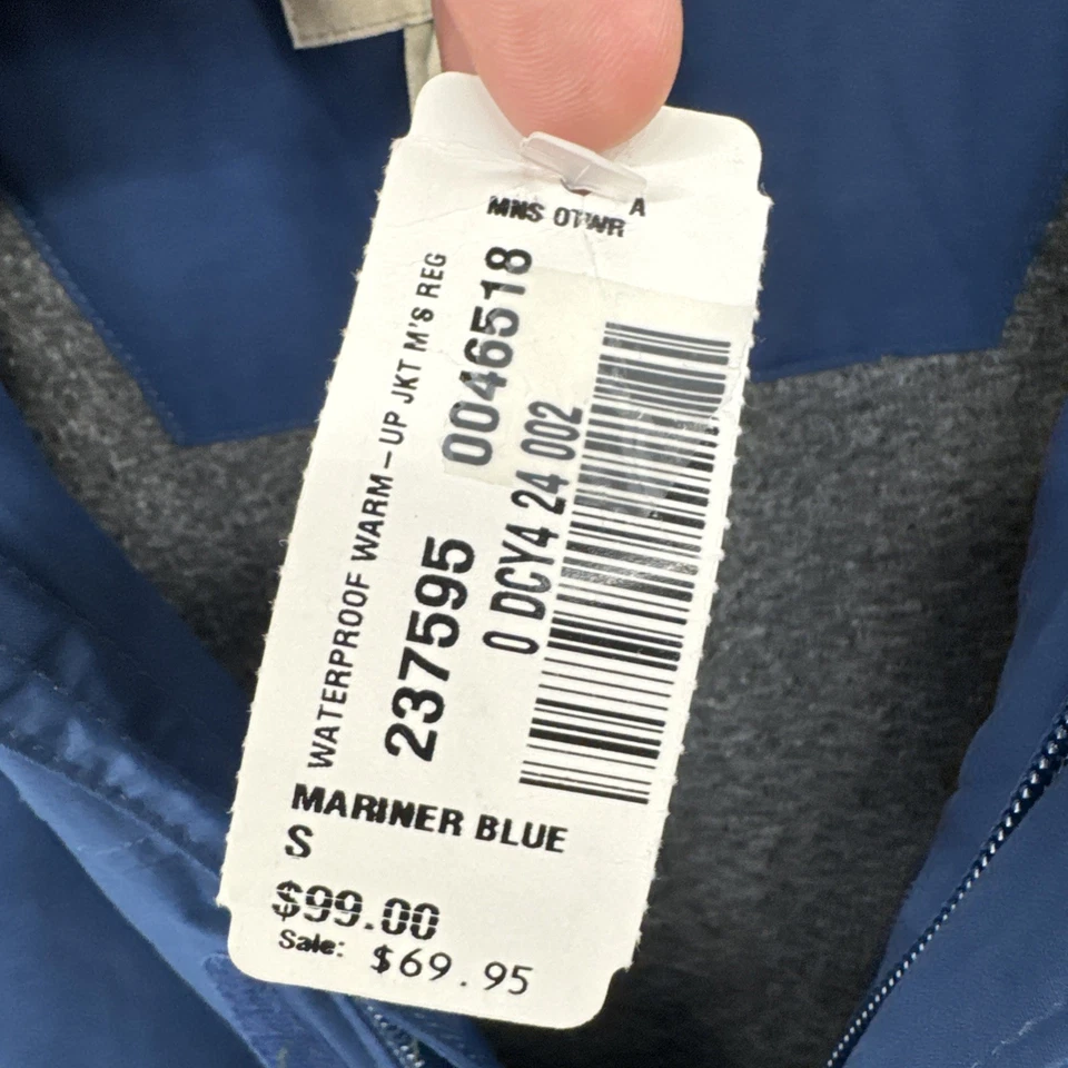 NEW LL Bean Warm Up Jacket Men Small Blue Full Zip Hooded Fleece Waterproof Rain - Image 3 of 4