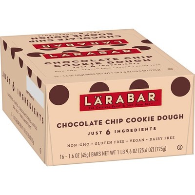 Larabar Gluten Free Bar, Chocolate Chip Cookie Dough, 1.6 oz Bars 16 Count 