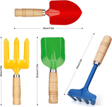 Kids Metal Garden Tool Set Sand Toy, Rake, Spade, Hoe and Leaf Rake, Beach Sh...