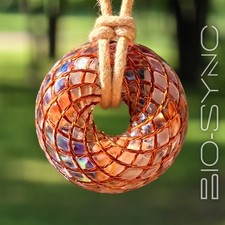 Phi Torus "Pearl Tide" Vortex Energy Pendant  Paua Abalone Orange Shell Quartz