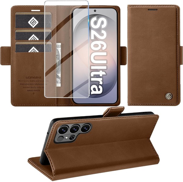 HandyhüLle PU Leder Wallet Flip Case Braun Mit Standfunktion FüR Galaxy S26-image