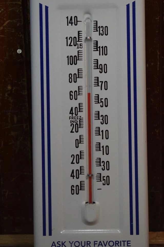 Letrero termómetro metal nueces mantequilla maní patatas fritas pájaro azul vintage años 50 Foto 4 de 4