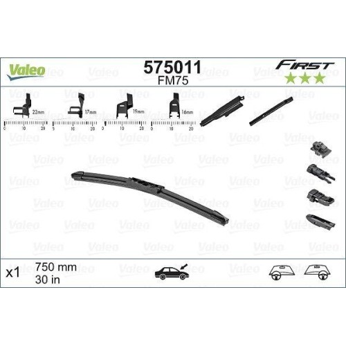 Wischblatt Valeo 575011 First Multiconnection FüR Beifahrerseitig Fahrerseitig-image