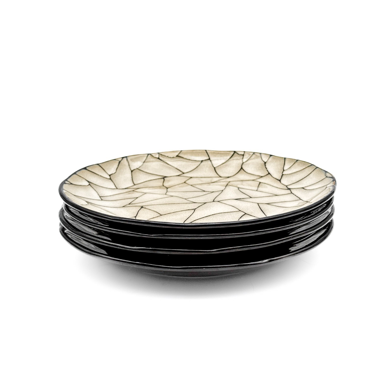 Gibson Elite Zambezi 8 3/4" Salad Plates Set of 4 Crackle Mosaic, Stoneware