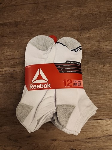 Reebok Men's Essential Low Cut White Socks 12 Pack  Size6-12.5
