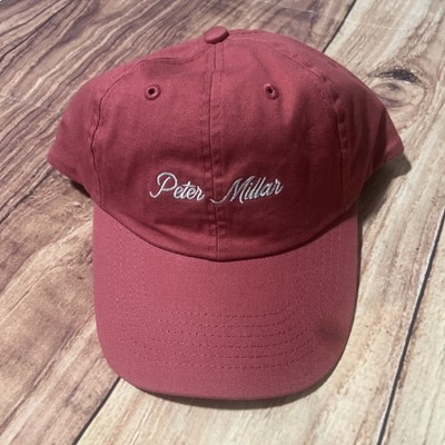 Peter Millar Red Hat Adjustable Golf Cap Hat OSFA Script Classic MA23H01