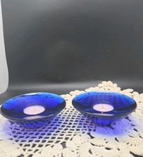 Vintage Cobalt Blue Candle/Tea Light Holders Set Of 2