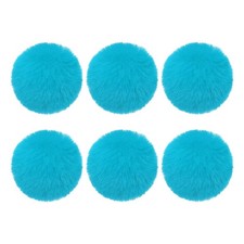 6Pcs Fluffy Soft Faux Fur Pom Poms for Hats with Elastic Loop, Lake Blue