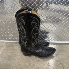 Tony Lama vintage Black Ostrich Cowboy Boots Men’s 10.5 EE USA made 0600