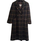 Aquascutum Checked Wool Coat Double Breasted Plaid Pattern Size
