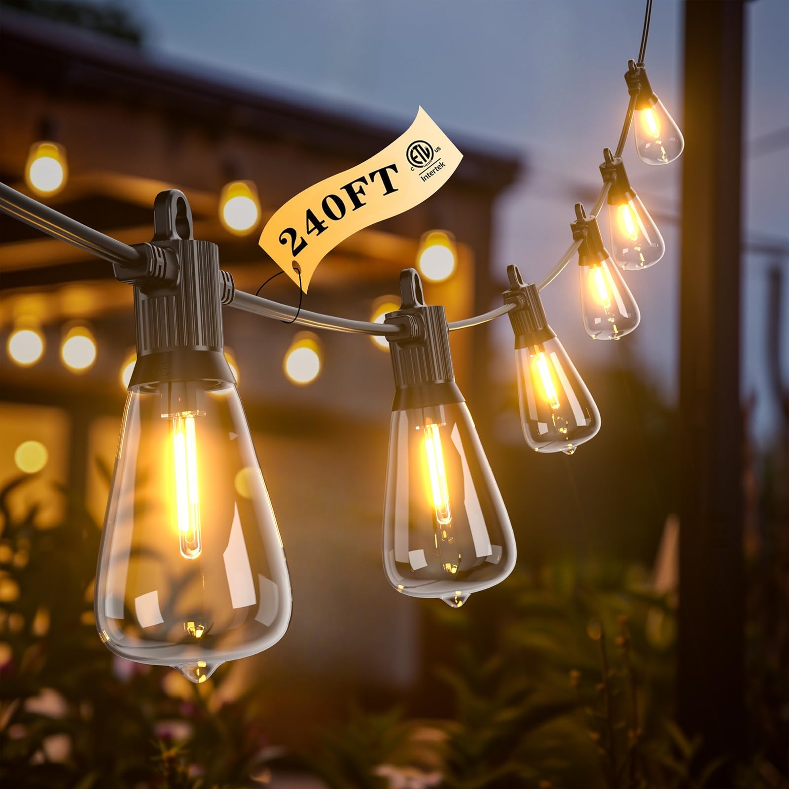 240FT String Lights for Outdoor Patio Waterproof LED Outside Lighting Commerc...