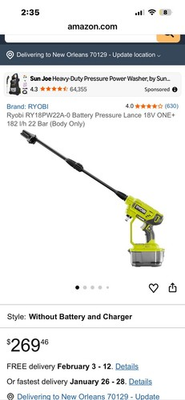 #ad #ad Ryobi RY18PW22A 0 Battery Pressure Lance 18V ONE 182 I h 22 Bar Body Only $150.00