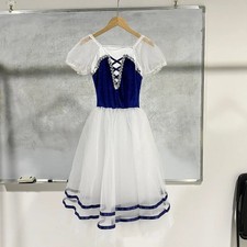 Romantic Ballet Tutu Navy Velvet Top with White Tulle Ballet Dance Costume Tutu