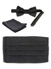 Gioberti Men's Adjustable Paisley Cummerbund, Bow Tie  Poket Square Set