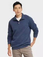 Quilted Snap Pullover Sweatshirt - Men's Goodfellow  Co Navy Blue Sz M NWT