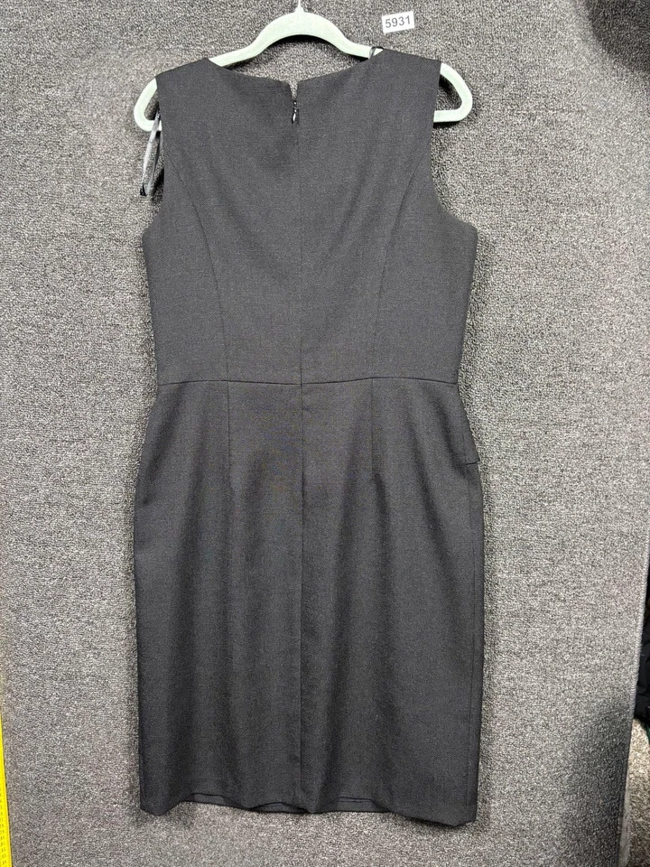 Vestido David Meister Mujer 12 Gris Sin Mangas Funda Peplum Cremallera Espalda Hecho en EE. UU. Foto 2 de 4