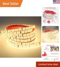 16.4ft Waterproof LED Strip Lights 3000K Warm White for Indoor & Outdoor Decor