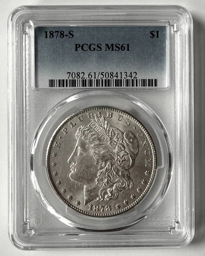 1878-S Morgan Silver Dollar PCGS MS61 Detail Fresh Grade New Case