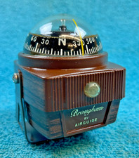 Vintage 1970's Airguide Brougham Woodgrain Compass Dash Mount Accessory Part Old