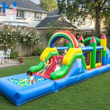 25x8x8ft Commercial PVC Inflatable Obstacle Course Bounce House For Kids Party