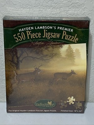 Meadow Magic Deer Reflective Art Jigsaw Puzzle Hayden Lambson 550 pc 18 x24'' NEW