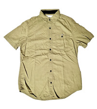 Calvin Klein Jeans Men Size S Military Green Cotton Short Sleeve Casual Shirt