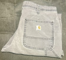 Carhartt Boys Size 8 Short Gray Canvas Carpenter Pants Kids Workwear Youth Dunga