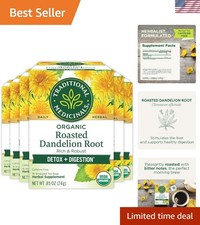 Herbalist-Approved Roasted Dandelion Root Tea - 6 Packs for Digestive Health