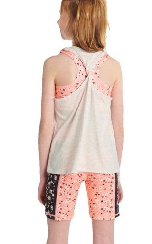 Justice Girls Tank Top and Sports Bra Gray 10 Shoulder Ties Floral Graphic Logo - Picture 5 of 12