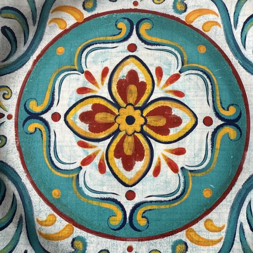 Set Of 4 IL Mulino Melamine 10.75” Dinner Plates Spanish Style Red/Blue/Yellow - Imagen 12 de 15