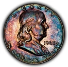 1963 50c Franklin Silver Half Dollar - Dramatic Rainbow Toning - SKU-H3943