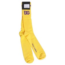 DOLCE & GABBANA Socks Men Yellow DG Logo Over Calf Accessory s. Tag M RRP 120usd