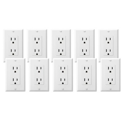 DEWENWILS Decorator Outlet 10 Pack 15A 125V White UL Listed Receptacle Wall Plat