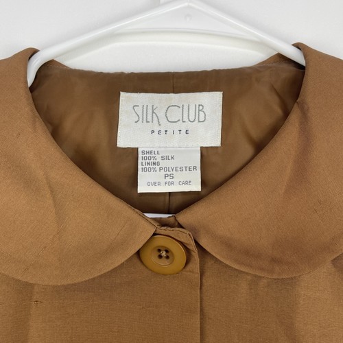 Silk Club Damen Cropped Jacke PS Petite Peter Pan Kragen braun gefüttert Knopf - Bild 3 von 13