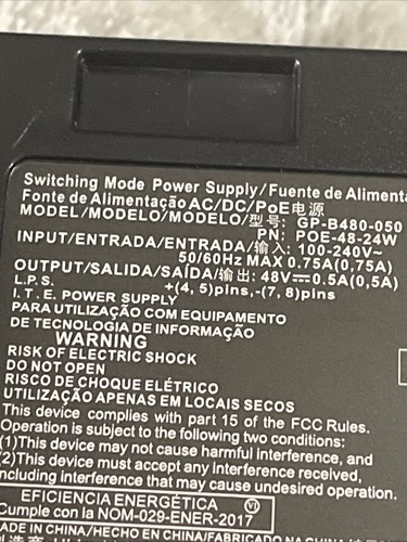 UBIQUITI Switching Mode Power Adapter 48V (0.5A) 24W (POE-48-24W) - Afbeelding 9 van 10