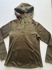 Columbia Sweater Weather Hooded Fleece Pullover Olive Green Women s M Snap