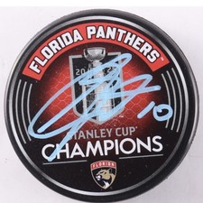 A.J. Greer Signed Florida Panthers 2025 Stanley Cup Champions Hockey Puck Auto