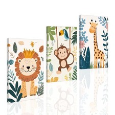 SWQYLB Nursery Wall Art Animals 3 Pieces Kid Room Wall Decor Safari Canvas Pr...