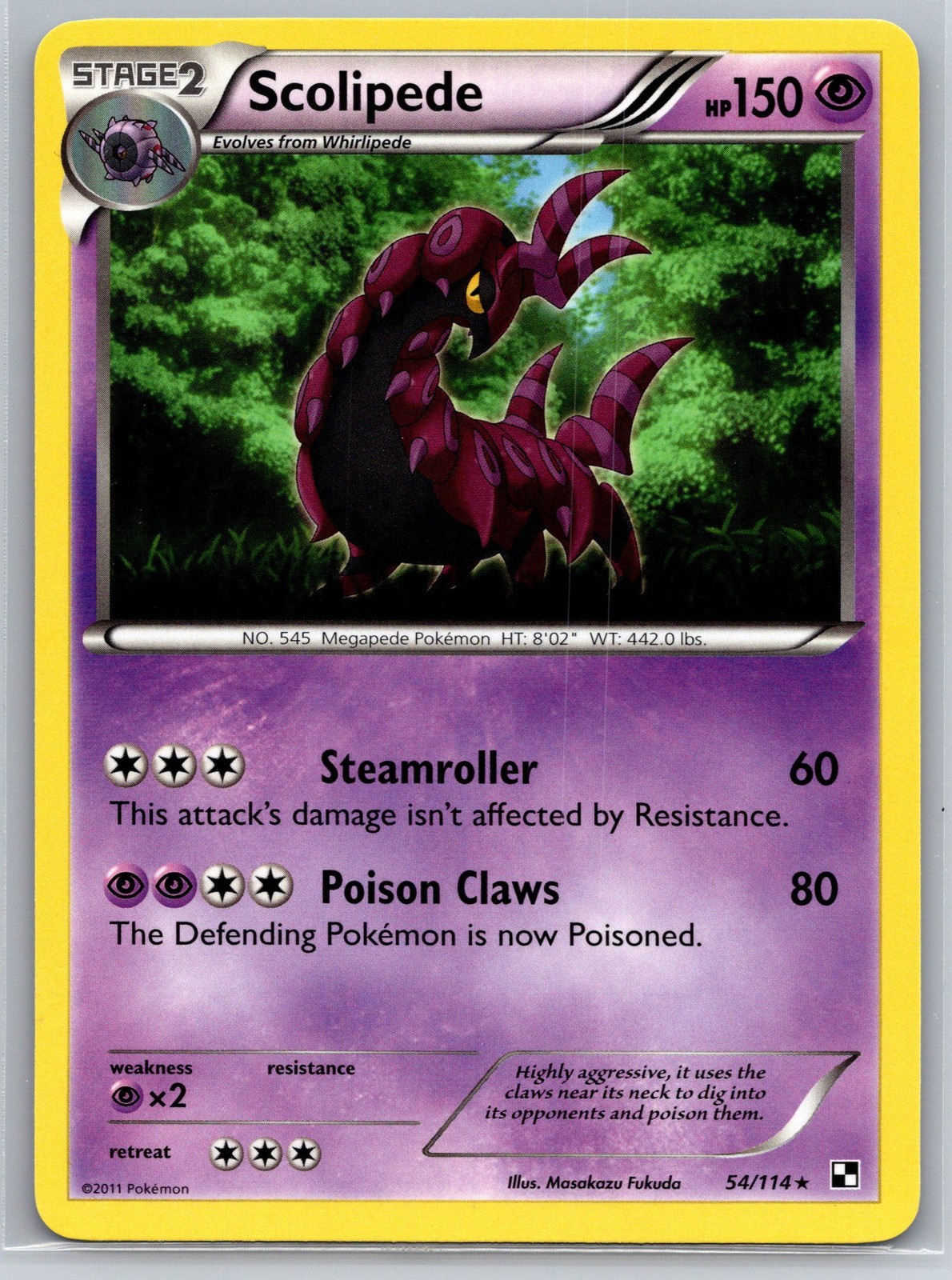LP Scolipede 54/114 Rare Black & White Pokemon 2011