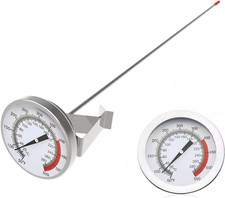 16" Long Stem Deep Fry Thermometer with Pot Clip, Instant Read 2" Dial Meat BBQ