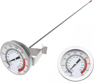16'' Long Stem Deep Fry Thermometer with Pot Clip, Instant Read 2'' Dial Meat BBQ