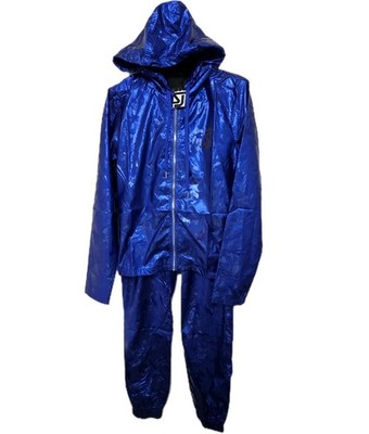 New Shane Justin Jogger Set Womens Blue Shiney Tracksuit Hoodie & Pants Sz XS 