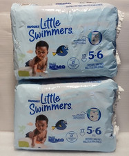 2X Huggies Little Swimmers Swim Diapers Size 5-6 / Large 17 x 2 Ct G3