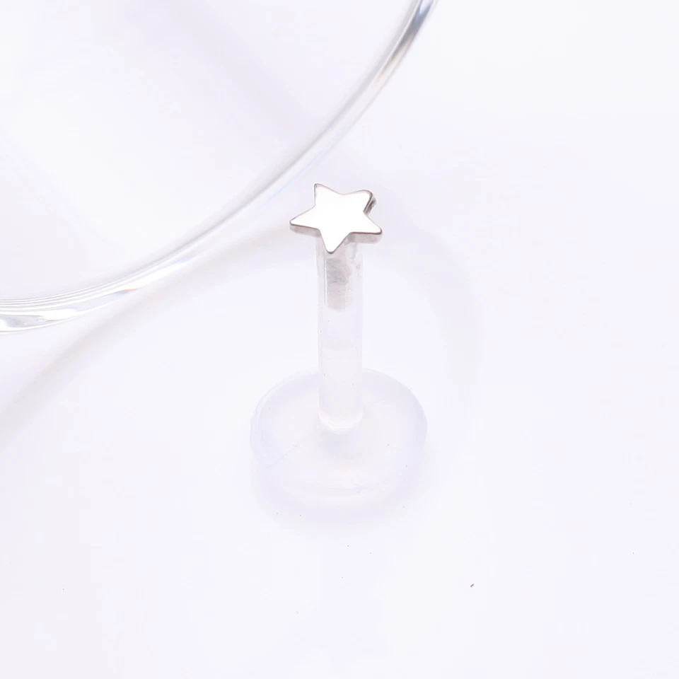 Placa estrella oro 14 quilates superior Bio-Flex Labret 16ga Foto 2 de 2