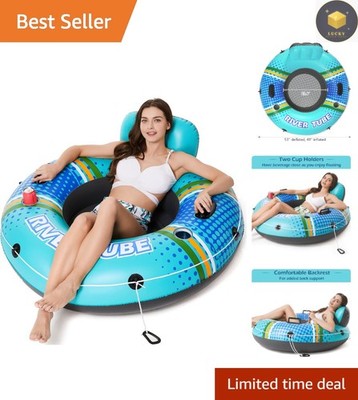 Cyan Inflatable River Tube Float - Quick Inflate & Relax in Style