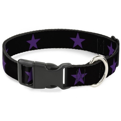 Plastic Clip Collar Star Black/Purple NARROW-Small 7-8.5''