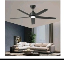 52" Black Ceiling Fan w/ Light Remote Control DC Motor 6 Speed LED Dimmable