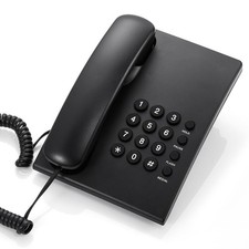 Corded Landline Phone Quick Redial HOLD Function for Home/Office Use Black
